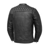 Hunt Club Men's Diamond Black Stitched Motorcycle Concealed Carry Leather Jacket