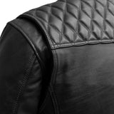 Hunt Club Men's Diamond Black Stitched Motorcycle Concealed Carry Leather Jacket