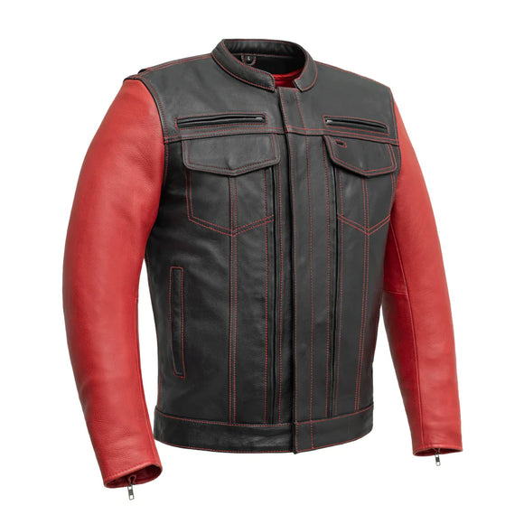 Hunt Club Men's Cafe Racer Motorcycle Concealed Carry Leather Jacket