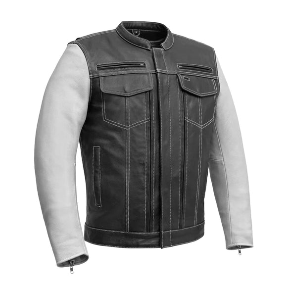 Hunt Club Vintage Style Men's Cafe Racer Motorcycle Concealed Carry Leather Jacket