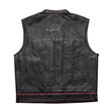 Hunt Club Style Red Checker Men's Club Motorcycle Concealed Carry Leather Vest