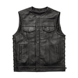 Hunt Club Style Side Laced Men's Motorcycle Concealed Carry Leather Vest