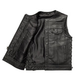 Hunt Club Style Side Laced Men's Motorcycle Concealed Carry Leather Vest