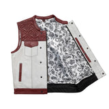 Hunt Club Style Perforated White Men's Club Motorcycle Concealed Carry Leather Vest