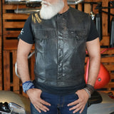 Cobra Crest Men's Lowcut Motorcycle Leather Vest Concealed Carry
