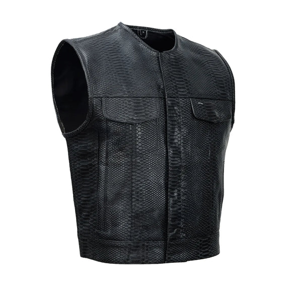 Cobra Crest Men's Lowcut Motorcycle Leather Vest Concealed Carry