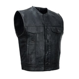 Cobra Crest Men's Lowcut Motorcycle Leather Vest Concealed Carry