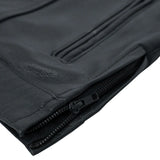 Neo - Mens Collarless Padded Motorcycle Biker Leather Vest Concealed Carry