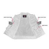 Neo - Mens Collarless Padded Motorcycle Biker Leather Vest Concealed Carry