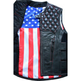 Patriot Wheel Men's US Flag Tactical Swat Style Motorcycle Leather Vest Concealed Carry Vest