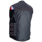 Patriot Wheel Men's US Flag Tactical Swat Style Motorcycle Leather Vest Concealed Carry Vest