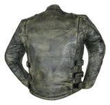 Men Distressed Brown Motorcycle Biker Style Concealed Carry Leather Jacket