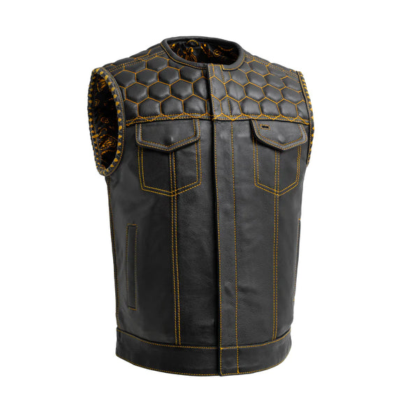 Hunt Club Honey Comb Men's Custom Paisley Motorcycle Concealed Carry Leather Vest