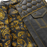 Hunt Club Honey Comb Men's Custom Paisley Motorcycle Concealed Carry Leather Vest
