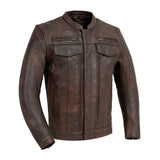 Men Distressed Brown Vintage Style Motorcycle Biker Style Concealed Carry Leather Jacket