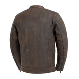 Men Distressed Brown Vintage Style Motorcycle Biker Style Concealed Carry Leather Jacket