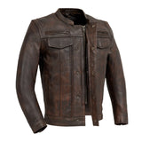 Men Distressed Brown Vintage Style Motorcycle Biker Style Concealed Carry Leather Jacket