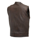 Hunt Club Men's Brown Distressed Leather Motorcycle Concealed Carry Vest