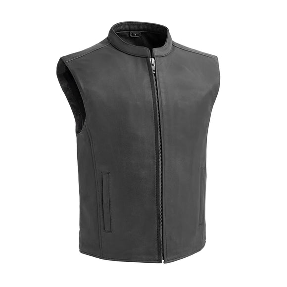 Hunt Club Men's Motorcycle Concealed Carry Black Leather Vest