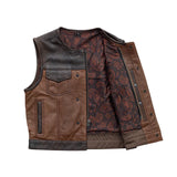 Hunt Club Gunner Men's Perforated Leather Paisley Motorcycle Concealed Carry Leather Vest