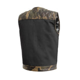 Hunt Club Style Camo & Canvas Men's Motorcycle Concealed Carry Leather Vest