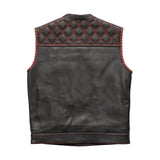 Hunt Club  Men's Diamond Stitched Red Motorcycle Concealed Carry Leather Vest