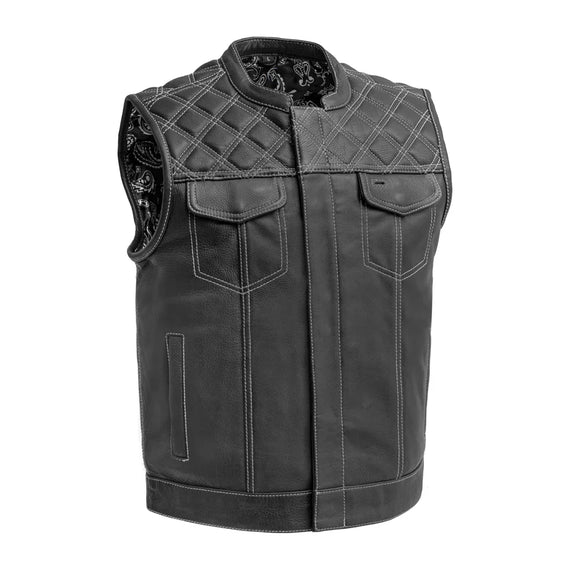 Hunt Club Men's Diamond StitchedMotorcycle Concealed Carry Leather Vest