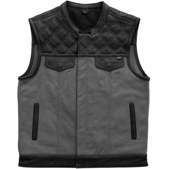 Hunt Club Men's Motorcycle Leather And Denim Concealed Carry Vest
