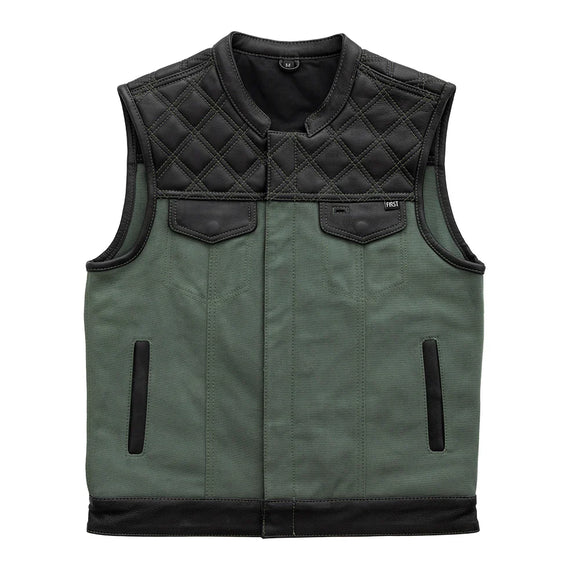 Hunt Club Men's Motorcycle Gray Leather And Denim Concealed Carry Vest