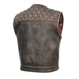 Harley Knight-  Men's Distressed Motorcycle Leather Vest Concealed Carry
