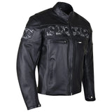 Reflective Skull Cowhide Biker Style Armored Motorcycle Jacket