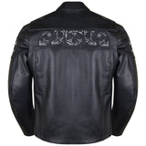 Reflective Skull Cowhide Biker Style Armored Motorcycle Jacket