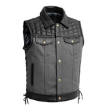 Men Club Style Iron Nomad  Leather And Denim Combo Motorcycle Concealed Carry Leather Vest