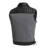 Men Club Style Iron Nomad  Leather And Denim Combo Motorcycle Concealed Carry Leather Vest