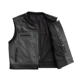 Hunt Club Two Tone Men's Perforated Leather Motorcycle Concealed Carry Leather Vest