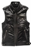 Men's Marcellus Black Leather Motorcycle Concealed Carry Biker Vest