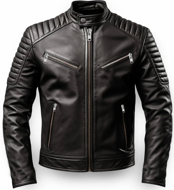 Mens Harvey Black Leather Motorcycle Concealed Carry Jacket