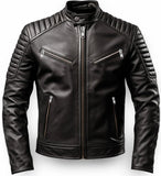 Mens Harvey Black Leather Motorcycle Concealed Carry Jacket