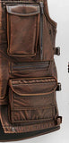 Men's Military Style Brown Distressed Leather Motorcycle Concealed Carry Leather Vest