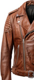 Mens Vintage Tan Leather Motorcycle Concealed Carry Biker Jacket