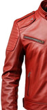 Mens Red Leather Motorcycle Concealed Carry Biker Jacket