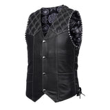 Midnight Thread- Men Classic Style Motorcycle Biker Leather Vest Concealed Carry