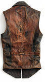 Men's Riggs Vintage Distressed Brown Leather Motorcycle Concealed Carry Biker Vest