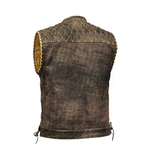 Rust Rider Men's Perforated Distressed Leather Vest Concealed Carry