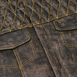Rust Rider Men's Perforated Distressed Leather Vest Concealed Carry