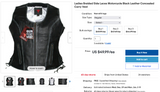 Ladies Braided Side Laces Motorcycle Black Leather Concealed Carry Vest