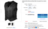 10 Pocket Men Motorcycle Black Biker Concealed Carry Leather Vest