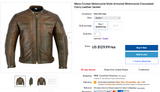 Mens Cruiser Motorcycle Style Armored Motorcycle Concealed Carry Leather Jacket