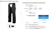 MEN BIKER MOTORCYCLE MOTORCYCLE LEATHER CHAPS