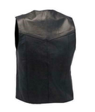 MEN CLASSIC MOTORCYCLE BIKER CONCEALED CARRY BLACK LEATHER VEST